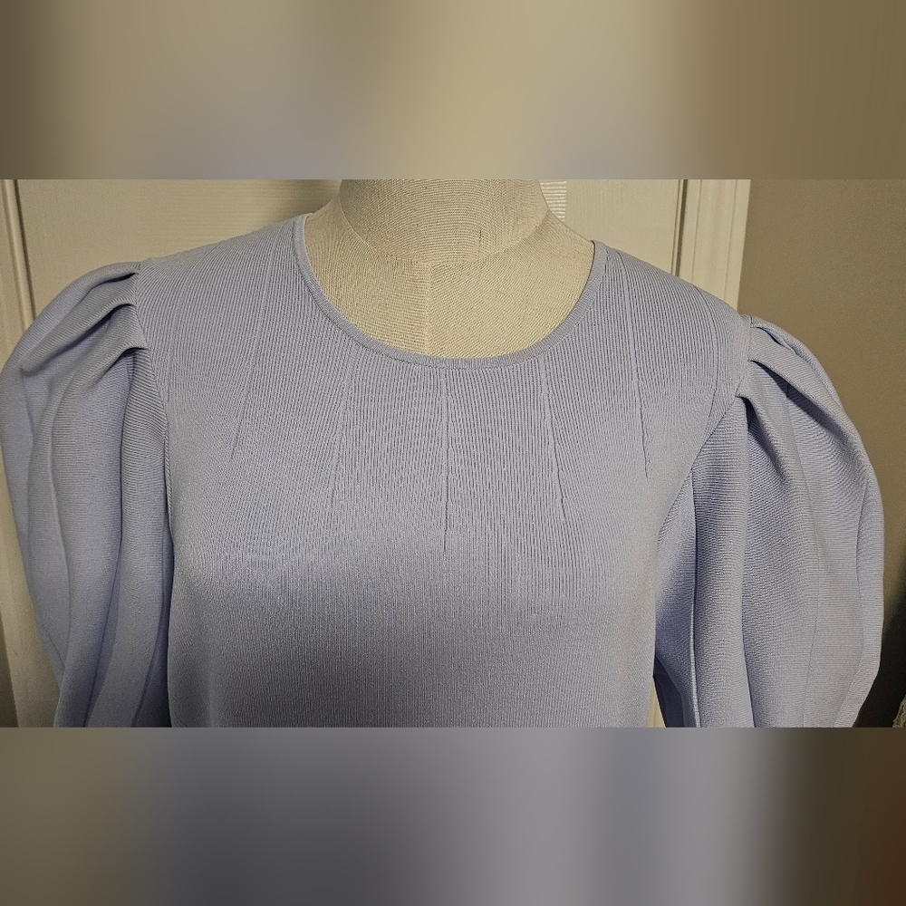 NWT Ted Baker Velvey Puff Sleeve Knit Dress: Lt Blue: Size 6 (US 12-14) - Picture 5 of 12